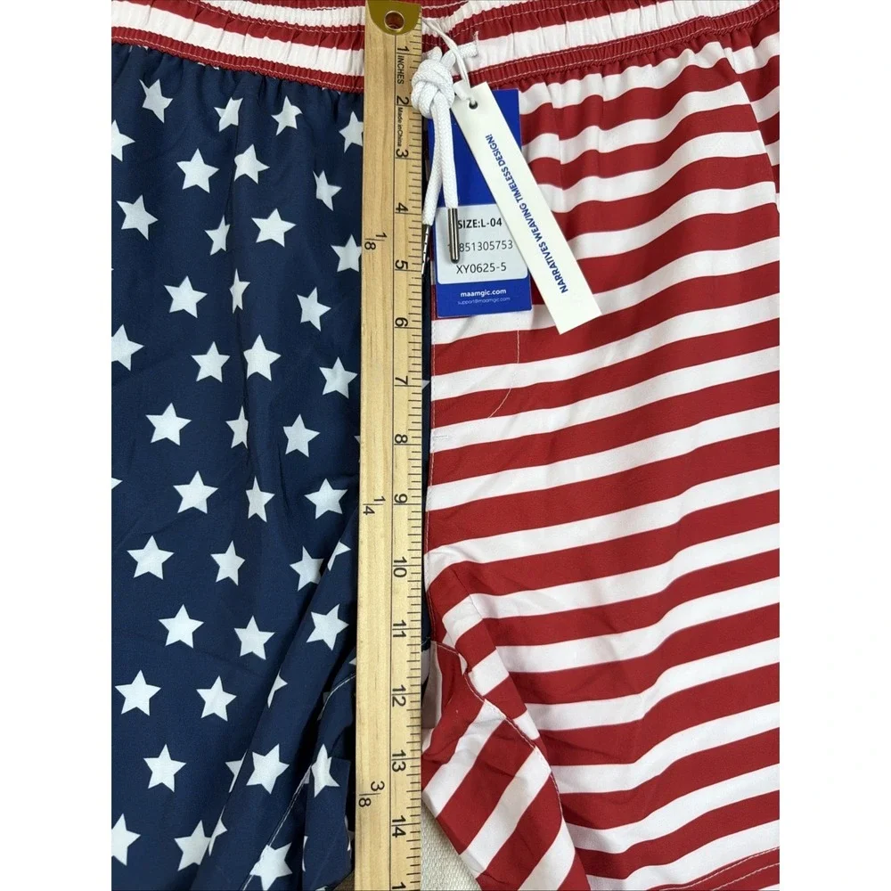maamgic‎ Swim Trunks Board Shorts Mens Size L Compression Liner NWT Zip Pockets